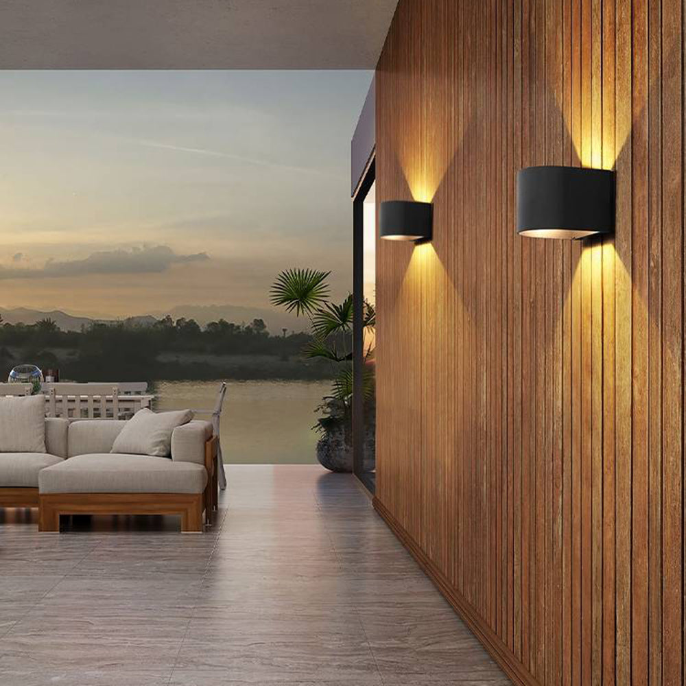 Orr Modern Cylinder Metal Outdoor Wall Lamp, Balck - Cueteks