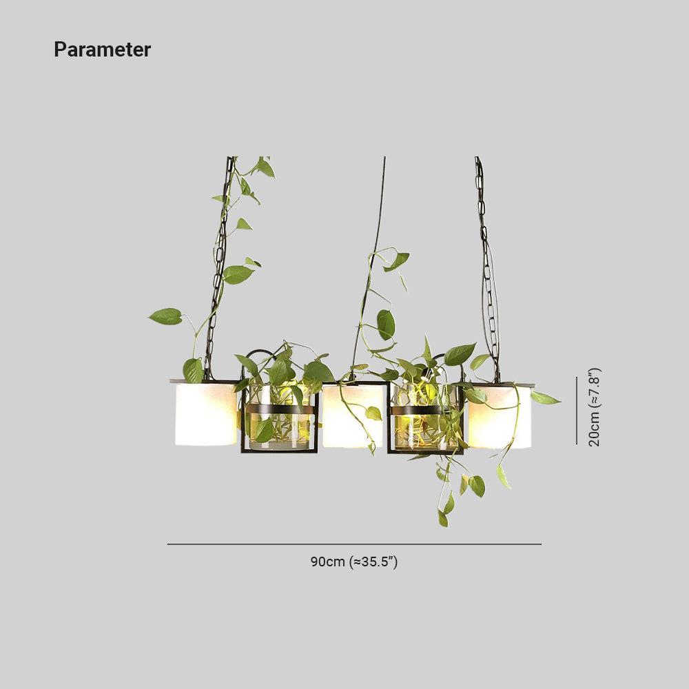 Nest greenery pendant diagram showing 90 cm width and a 20 cm fixture-height label.