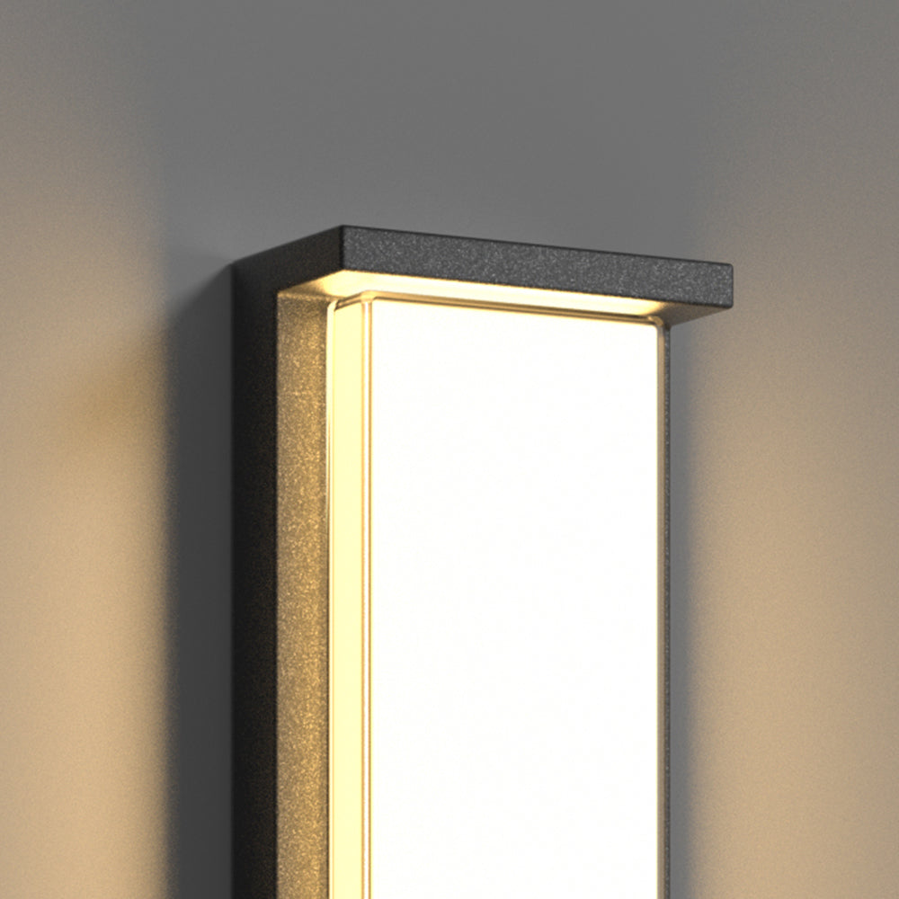 Orr Modern Minimalist Rectangular Metal Outdoor Wall Lamp, Black - Cueteks