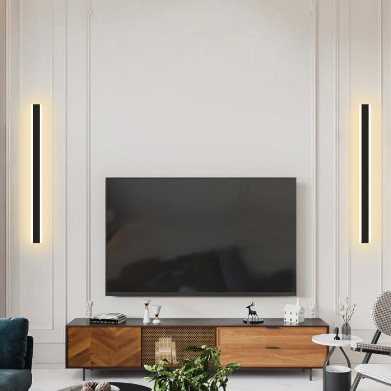Edge Horizon Modern Outer Glow Linear Metal Outdoor Wall Light, Dark Steel - Cueteks