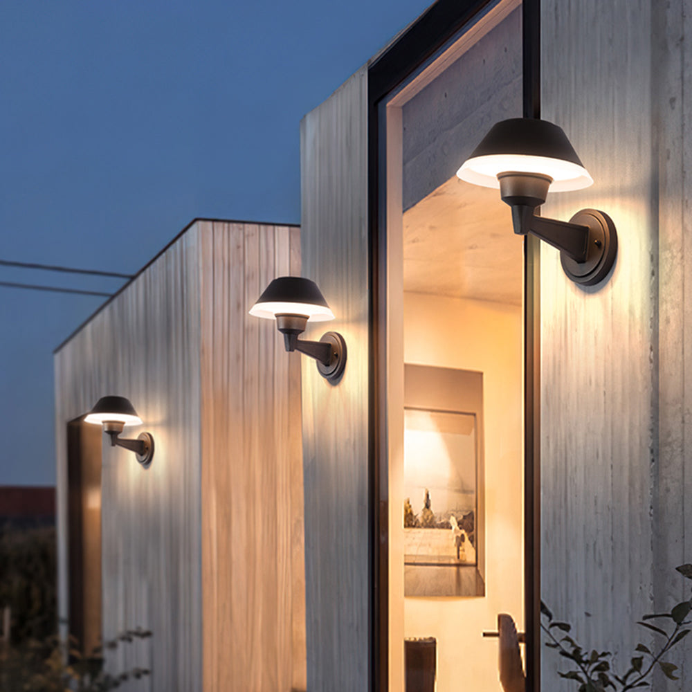 Carins Modern Bowl Metal/Acrylic Outdoor Waterproof Wall Lamp, Black - Cueteks