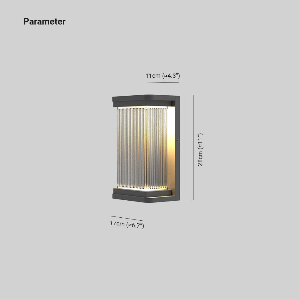 Orr Minimalist Rectangular Glass Outdoor Wall Lamp, Black - Cueteks