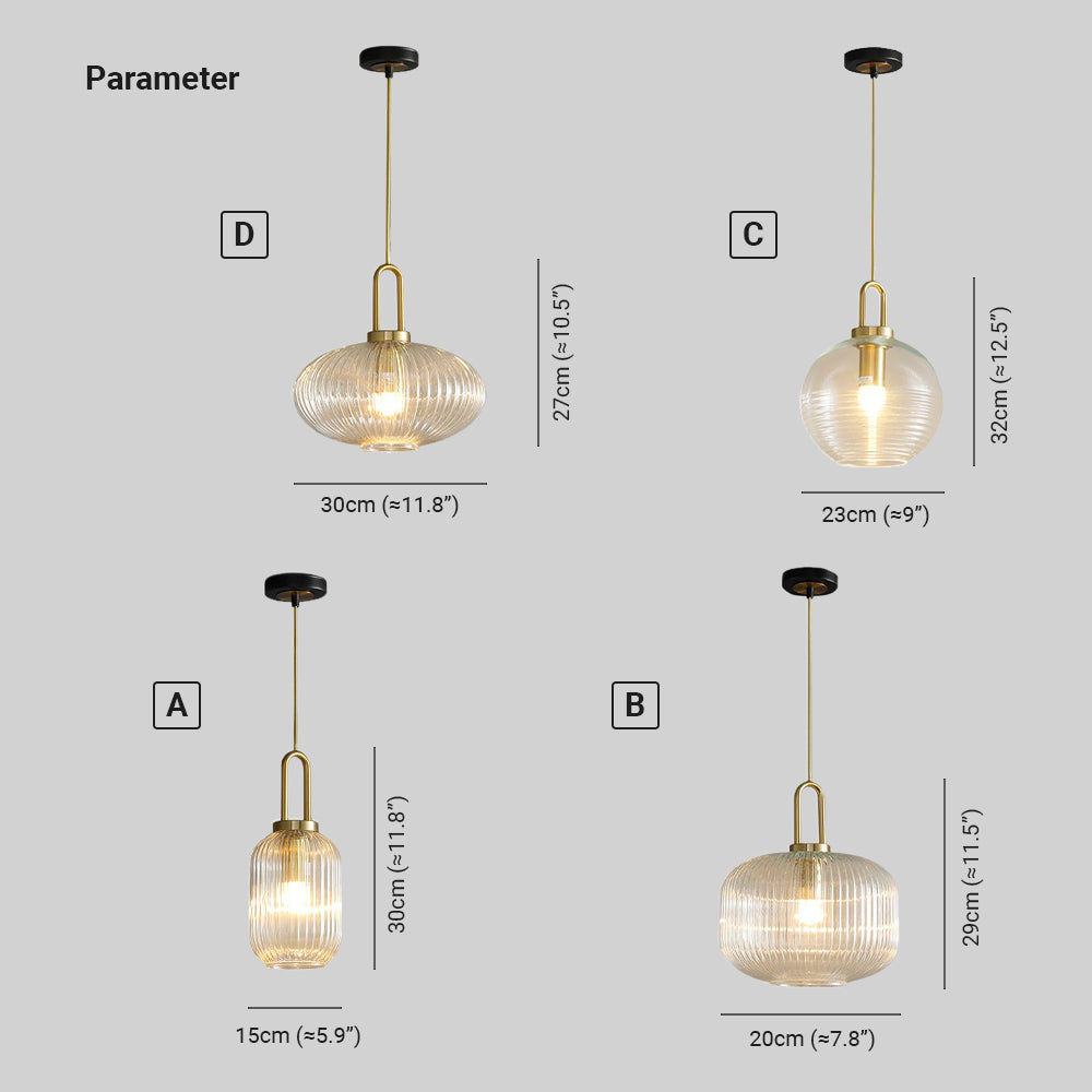 Sanna dimension chart for Clear shapes A, B, C and D