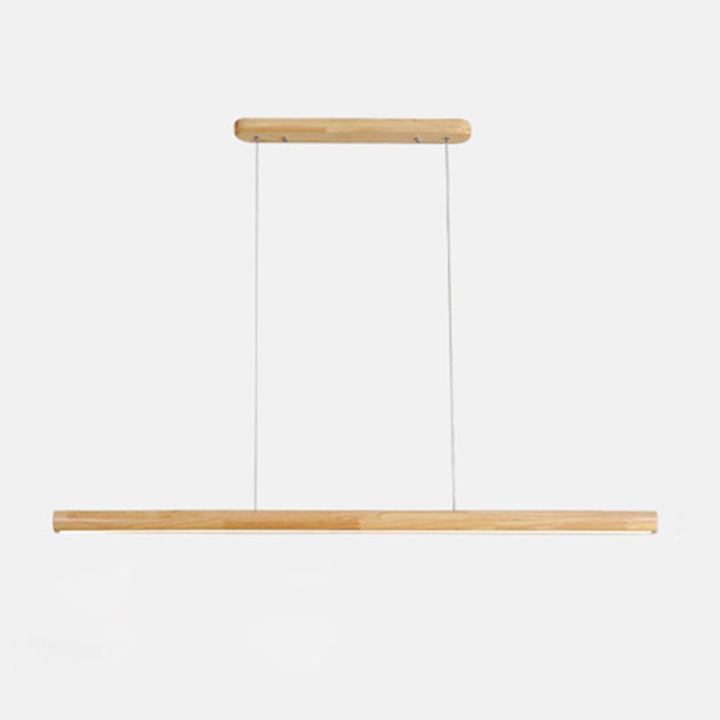Straight wood-colour pendant bar with two suspension cords