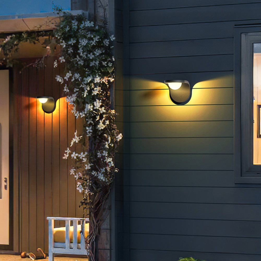 Orr Modern Arc Metal/Acrylic Solar Waterproof Adjustable Outdoor Wall Lamp, Black - Cueteks