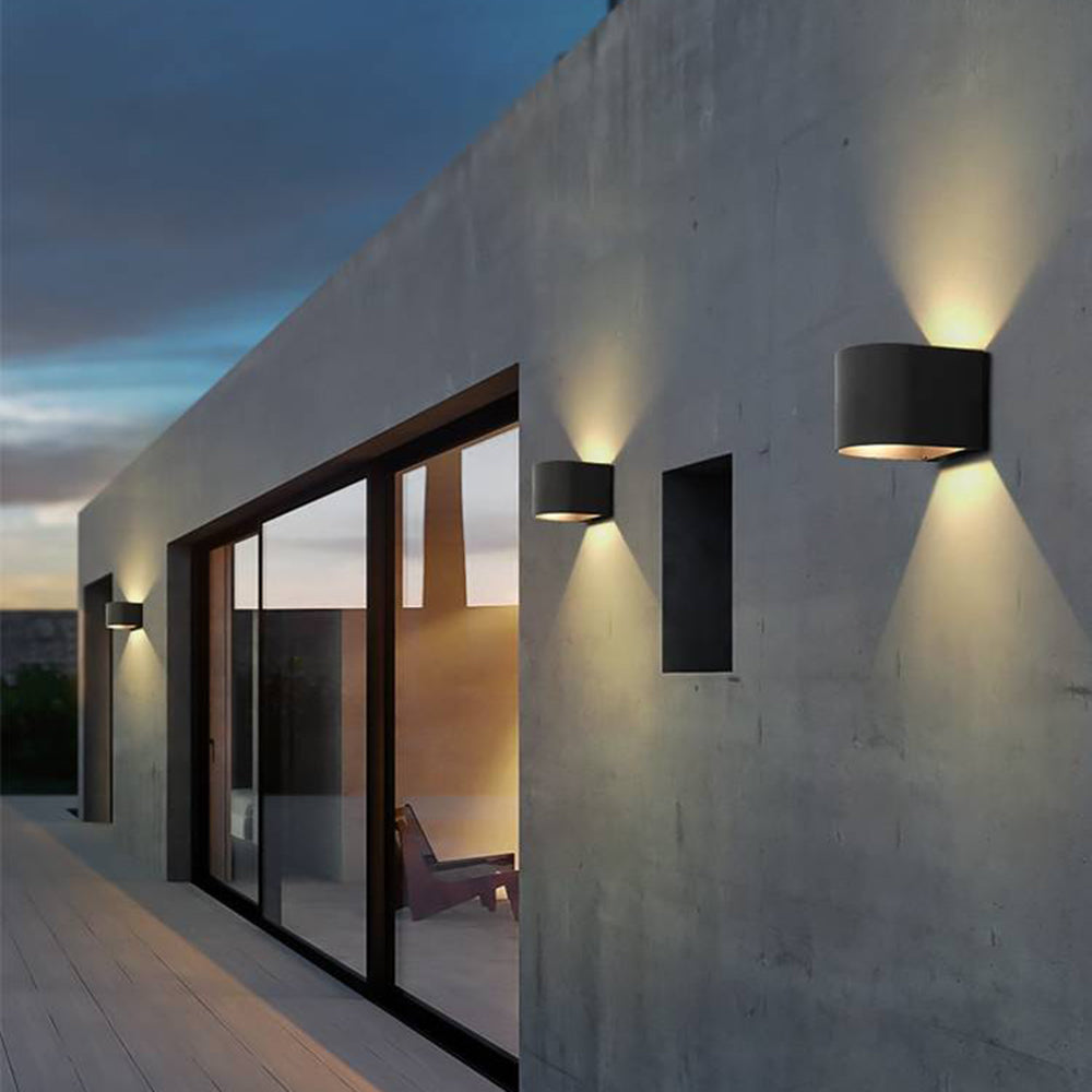 Orr Modern Cylinder Metal Outdoor Wall Lamp, Balck - Cueteks