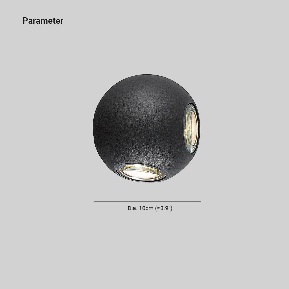 Orr Outdoor Wall Lamp Globe/Cruciform Ray Modern,Aluminum, Black, Garden - Cueteks