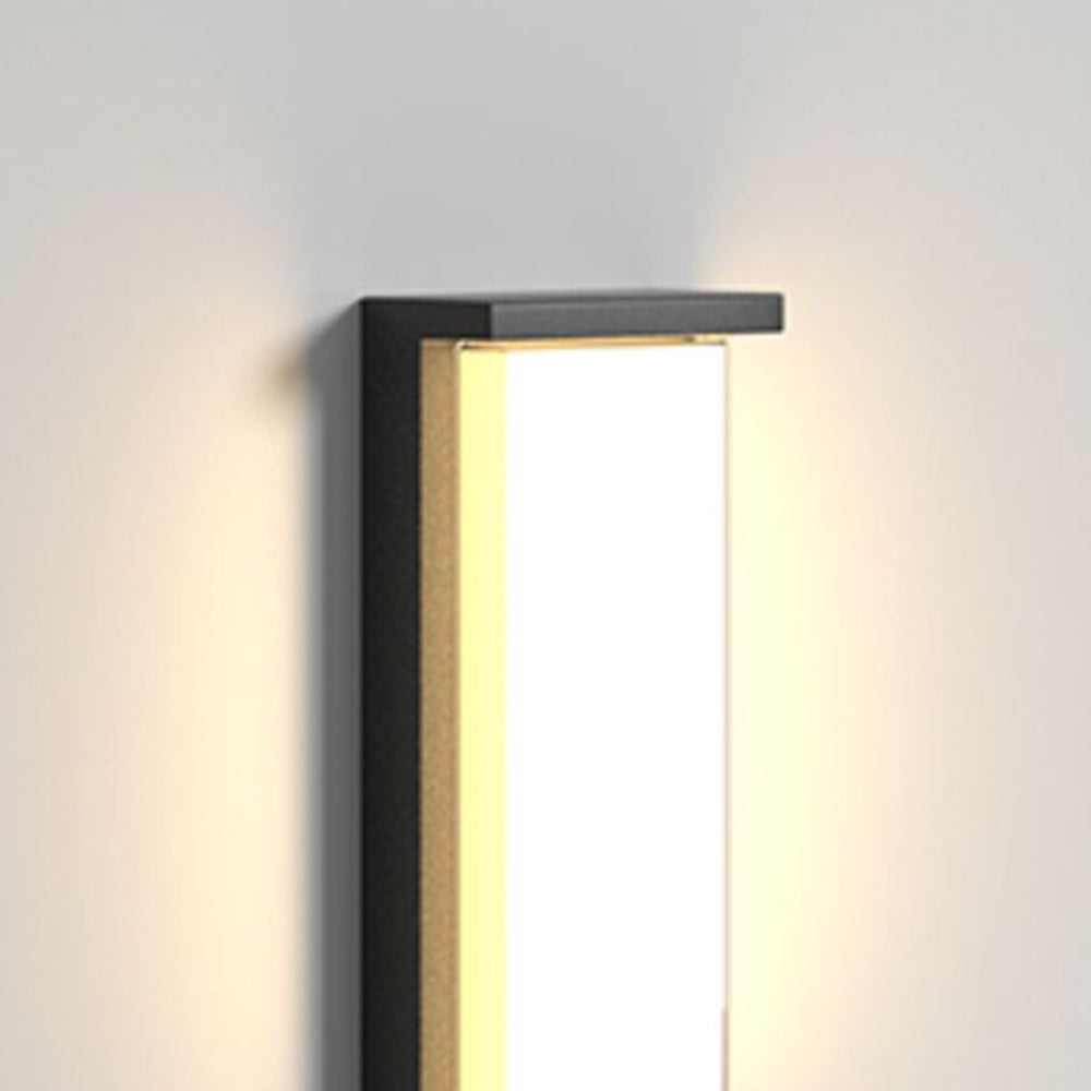 Orr Modern Minimalist Rectangular Metal Outdoor Wall Lamp, Black - Cueteks