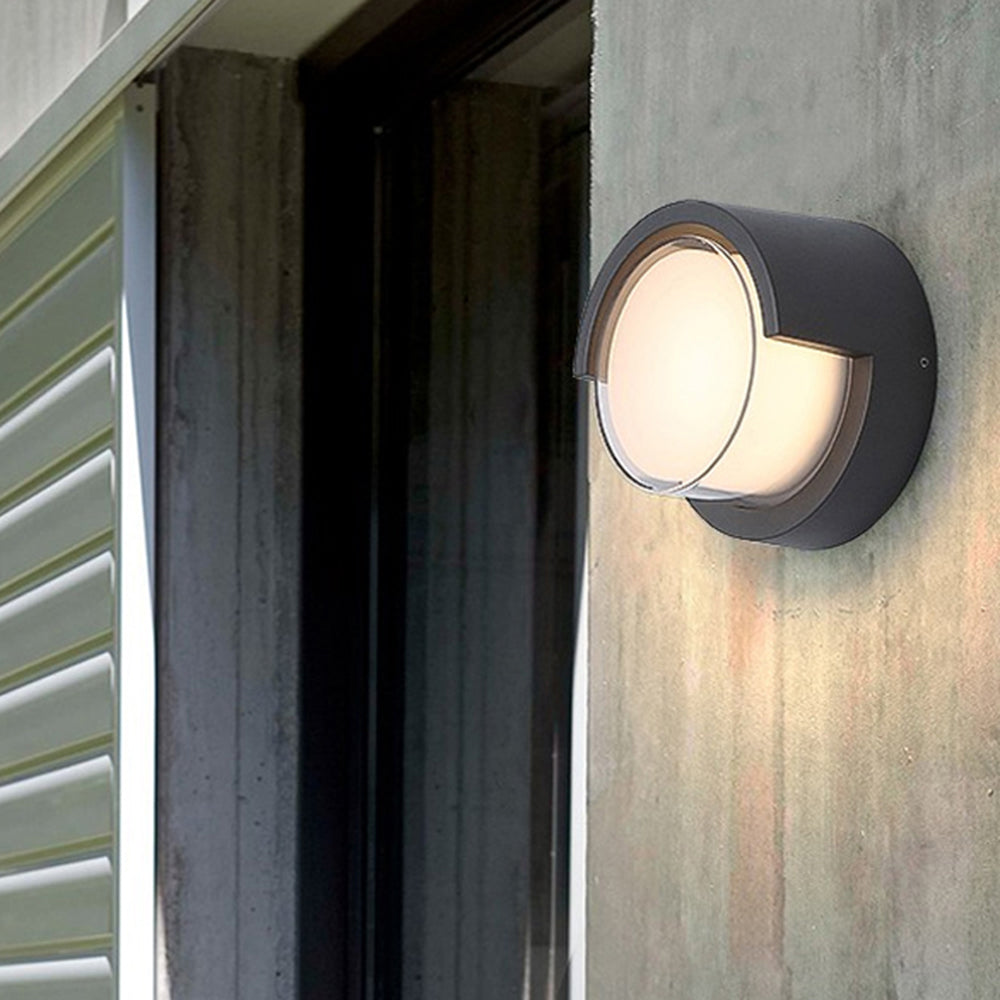 Orr Modern Round/Rectangular Metal/Acrylic Outdoor Wall Lamp, Black - Cueteks