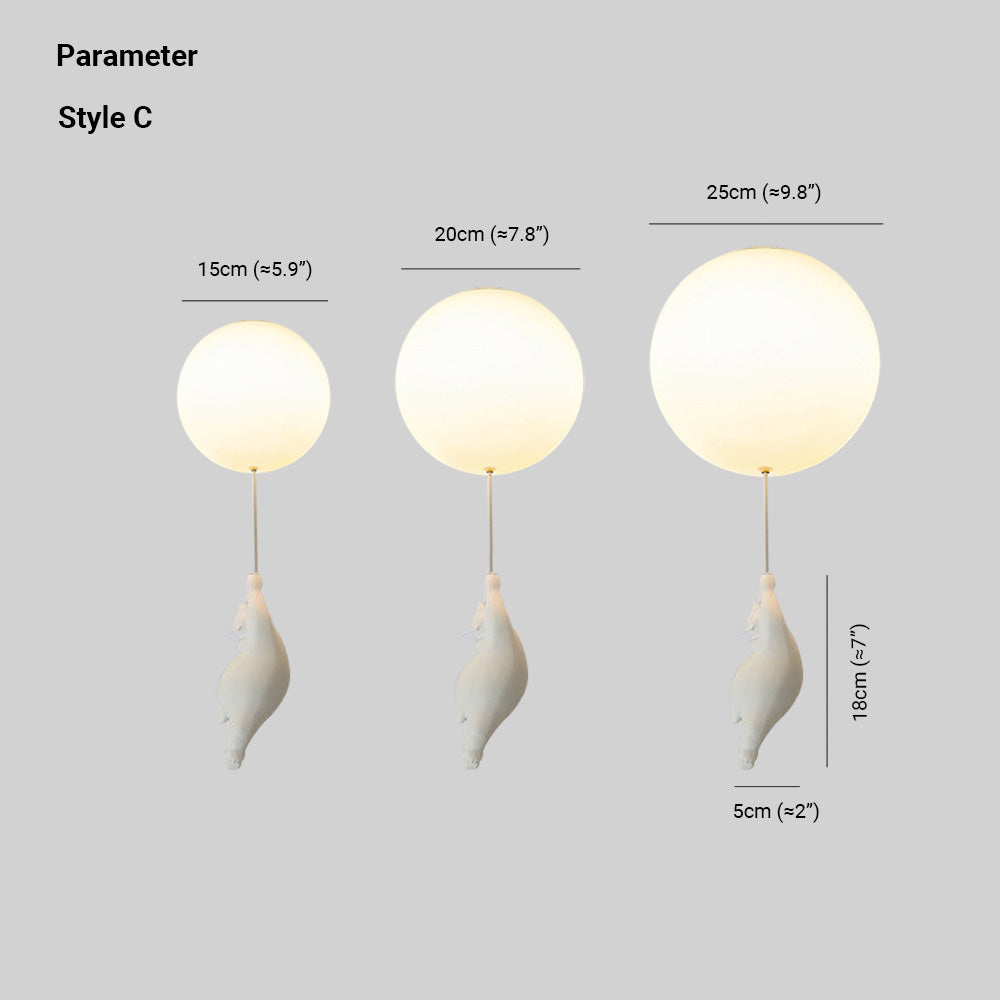 Fateh Bear Balloon LED Flush Mount Ceiling Light 3 Style White - Cueteks