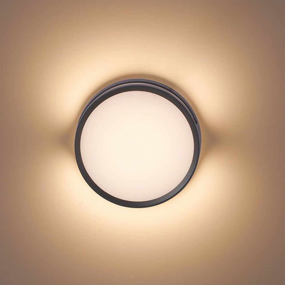 Orr Modern Round Metal/Acrylic Outdoor Waterproof Wall Lamp, Black - Cueteks