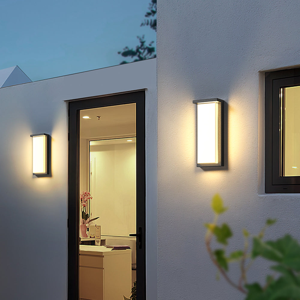 Orr Modern Minimalist Rectangular Metal Outdoor Wall Lamp, Black - Cueteks