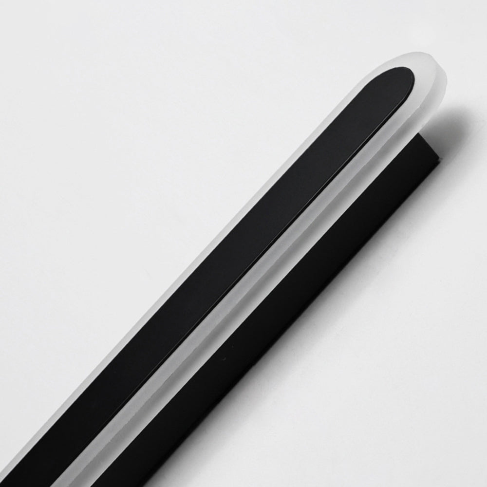 Edge Minimalist Metal Linear Oval Outdoor Wall Lamp, Black - Cueteks