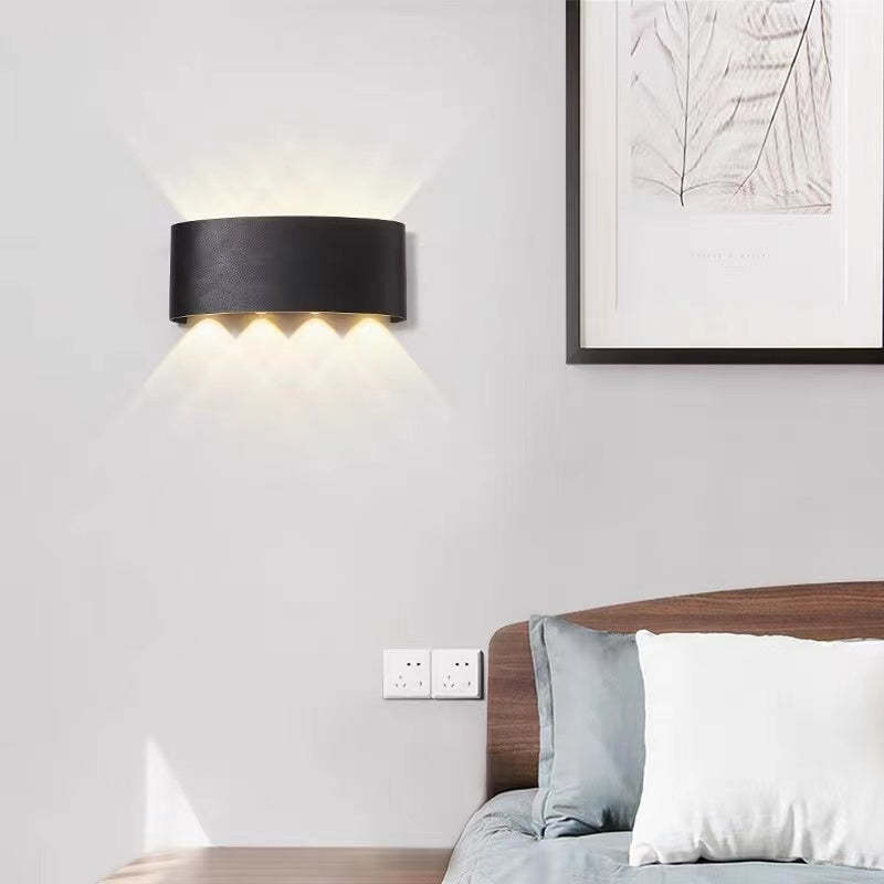 Orr Modern Rectangular Metal Outdoor Wall Lamp, Black/White, Water-wave - Cueteks