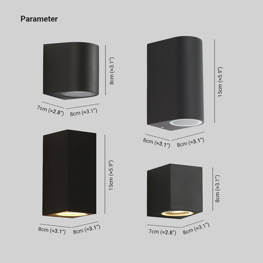 Orr Minimalist Metal Square Outdoor Wall Lamp, Black - Cueteks