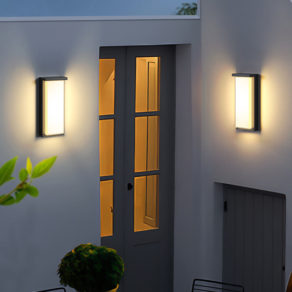 Orr Modern Minimalist Rectangular Metal Outdoor Wall Lamp, Black - Cueteks