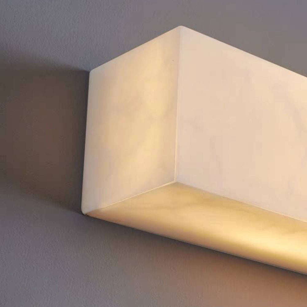Edge Modern Rectangular Resin Outdoor Wall Lamp, White - Cueteks