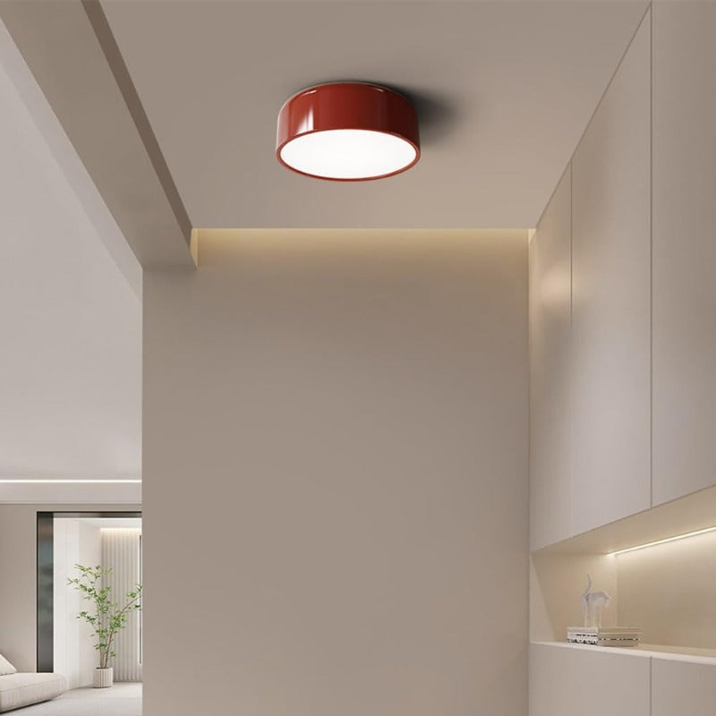 Red Morandi ceiling light in a pale kitchen interior