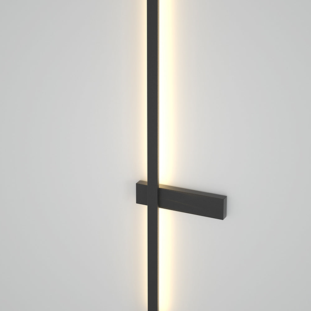 Edge Minimalist Duo-Linear Metal Outdoor Wall Lamp, Black - Cueteks