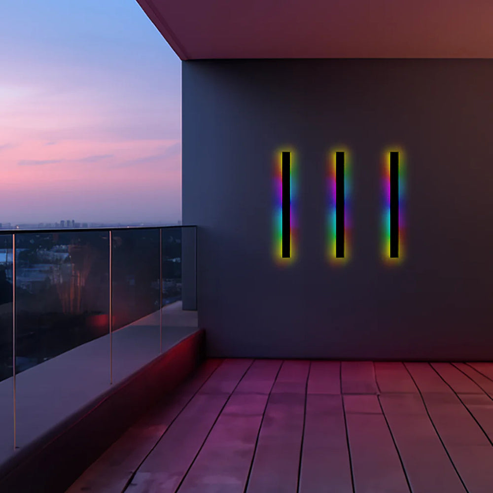Edge Ripple Minimalist Linear Metal Outdoor Wall Lamp Black Balcony/Terrace - Cueteks
