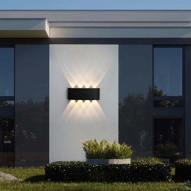 Orr Modern Rectangular Metal Outdoor Wall Lamp, Black/White, Water-wave - Cueteks