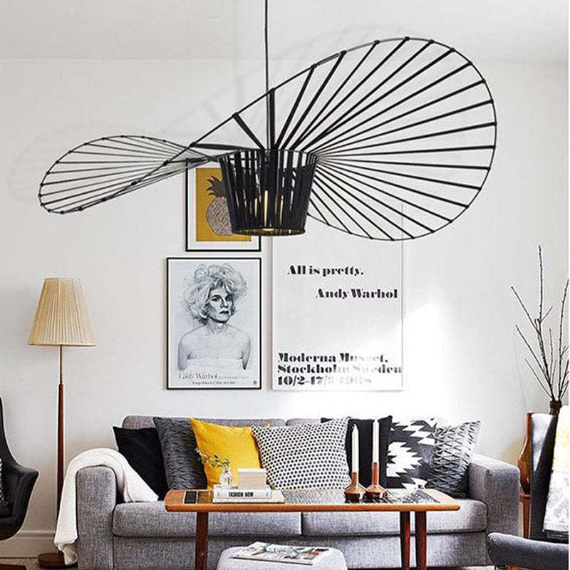Renée open flower pendant light with wavy radial lines