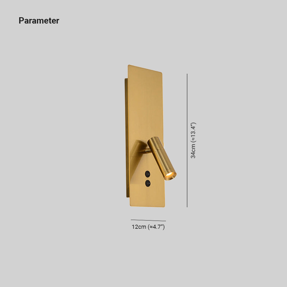 Dimension drawing of the gold Orr wall light
