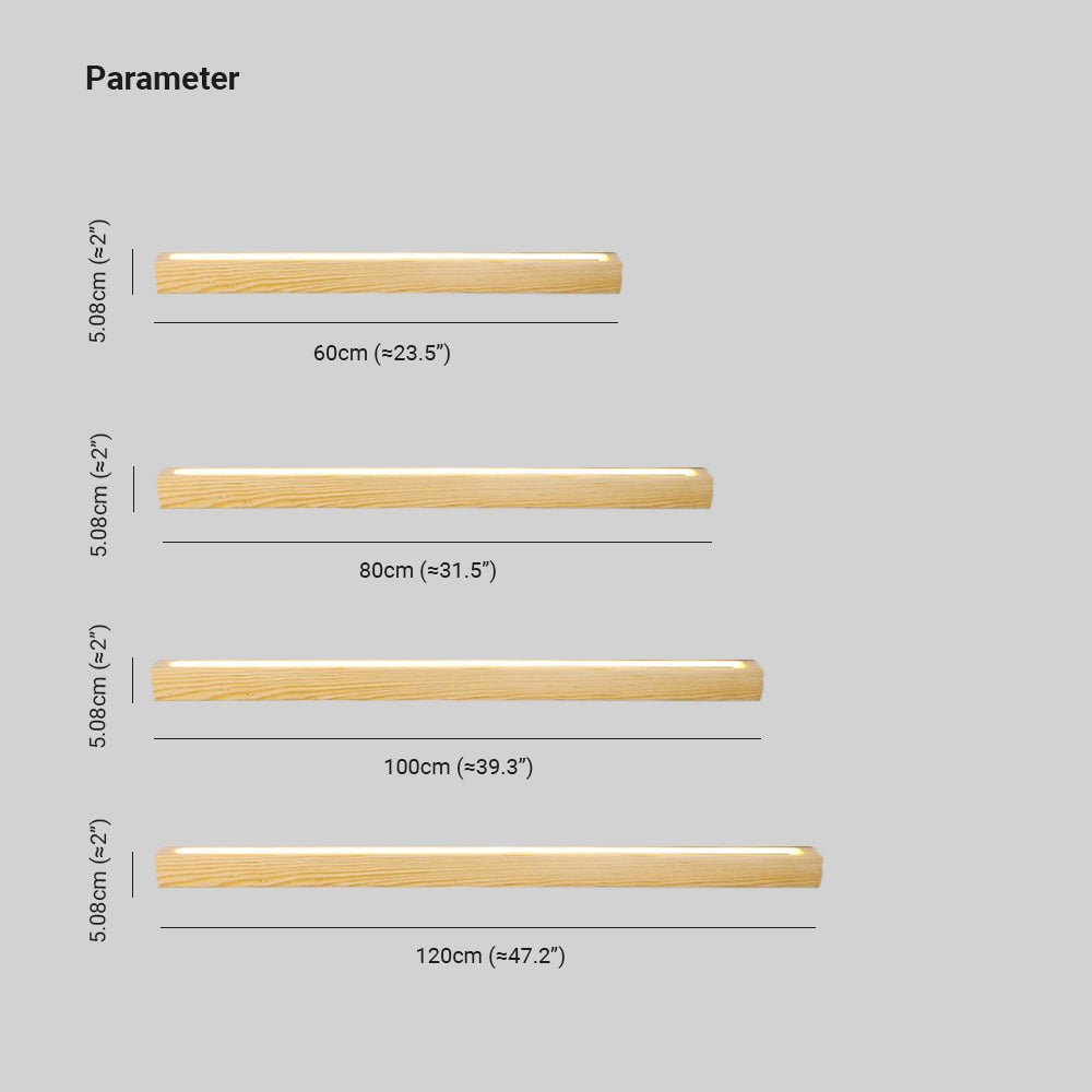 Ozawa diagram: lengths 60, 80, 100 and 120 cm, approximate labels 23.5, 31.5, 39.3 and 47.2 inches; face height 5.08 cm