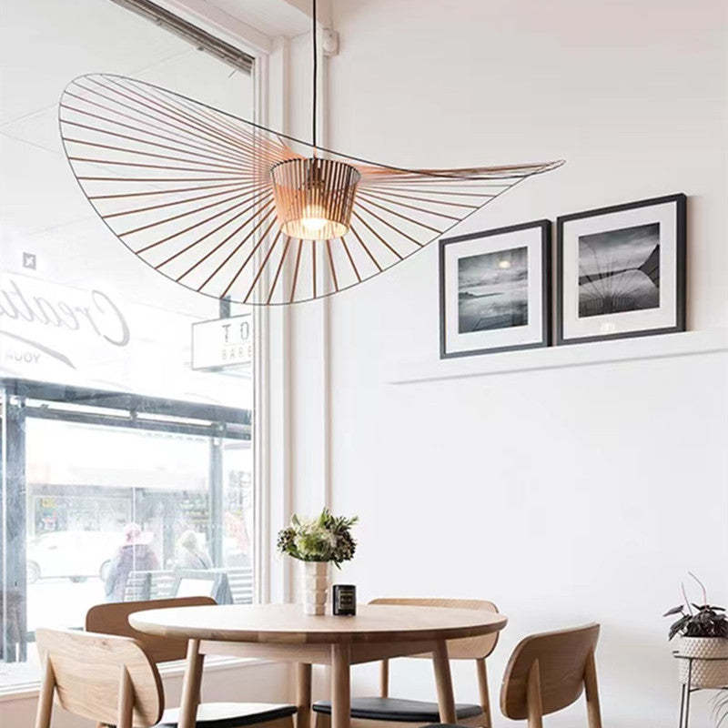 Renée wavy flower pendant light with radial-line design