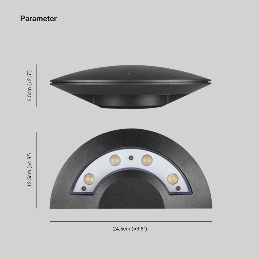 Orr Wall Lamp Flying Saucer, Metal LED, Black, Outdoor - Cueteks