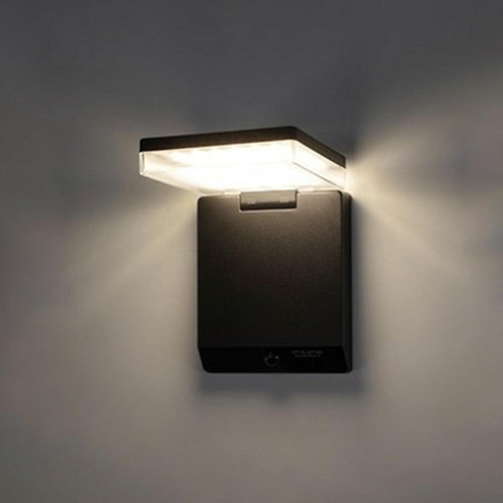 Orr Modern Minimalist Right-Angle Acrylic Sensor Solar Waterproof Outdoor Wall Lamp, Black - Cueteks
