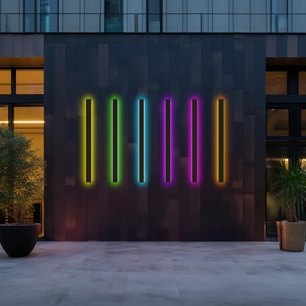 Edge Ripple Minimalist Linear Metal Outdoor Wall Lamp Black Balcony/Terrace - Cueteks