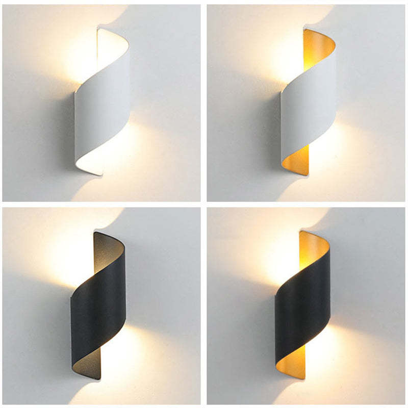 Orr Modern Conch Shape Metal Indoor Wall Lamp, Black/White/Gold - Cueteks