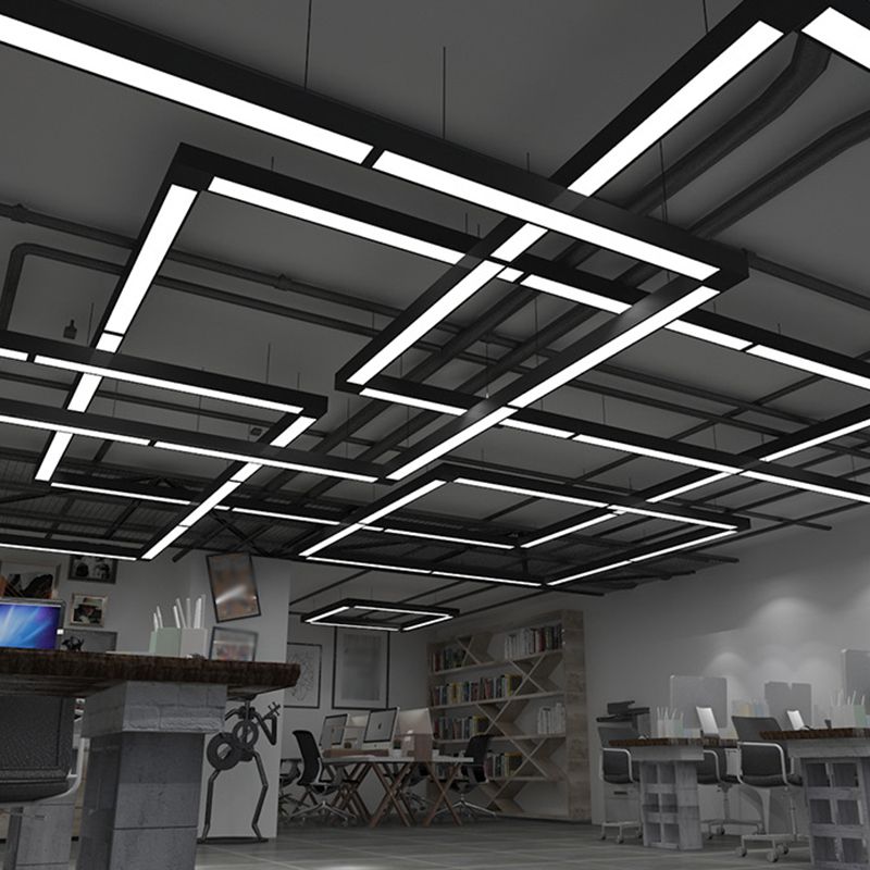Rectangular arrangements of suspended light bars in a workspace