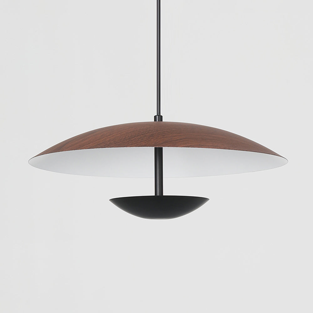 Brown Carins pendant with broad shallow upper disc and black lower bowl
