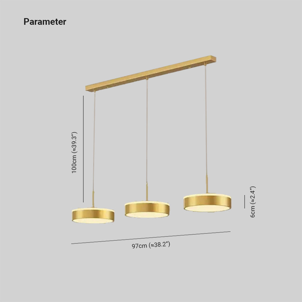 Raheel diagram showing 97 cm overall span, a 100 cm suspension segment and a 6 cm disc-head height.