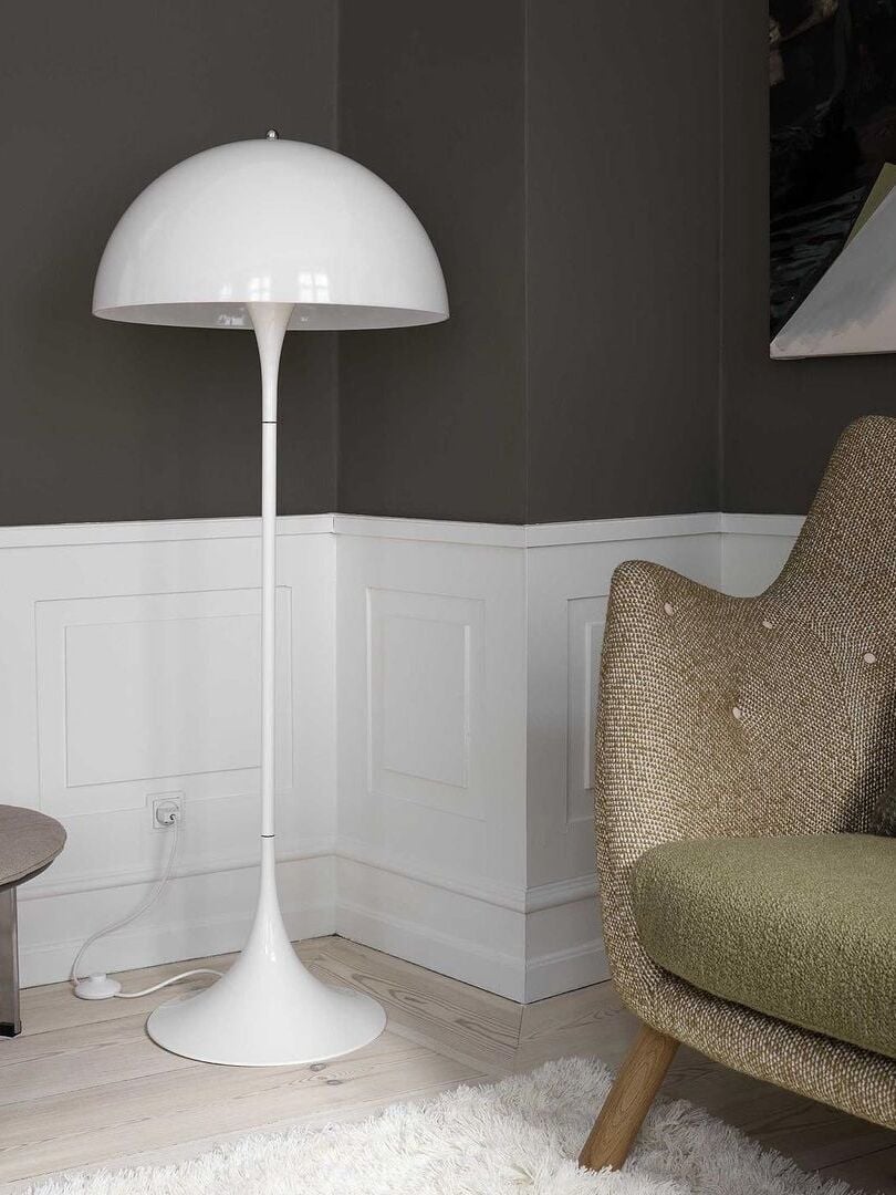 Mid-Century Acrylic Panthella Floor Lamp in White - Cueteks