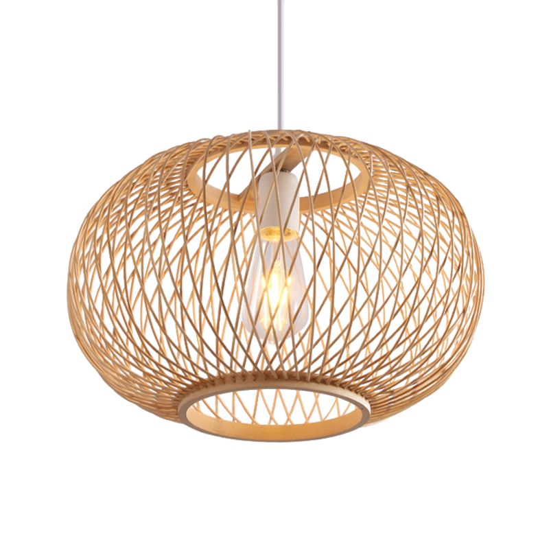 Close view of the Ritta woven-look shade and its rounded open form