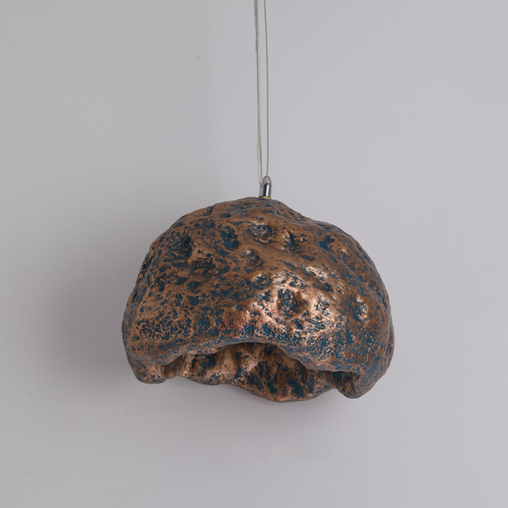 Unlit Brass-colour Byers shade with dark mottling and uneven lower edge