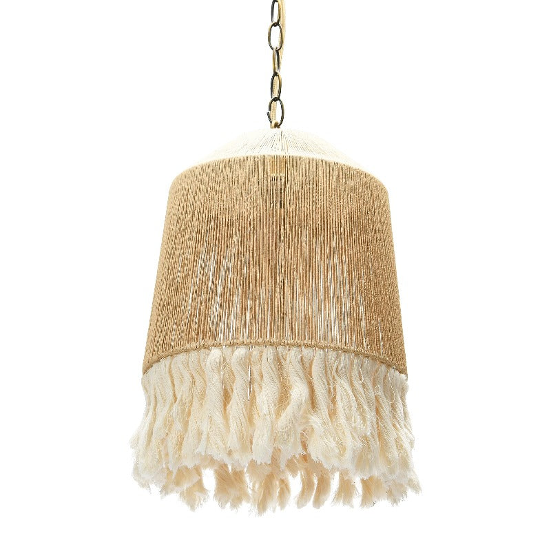 Tall tapered rope shade with pale fringe