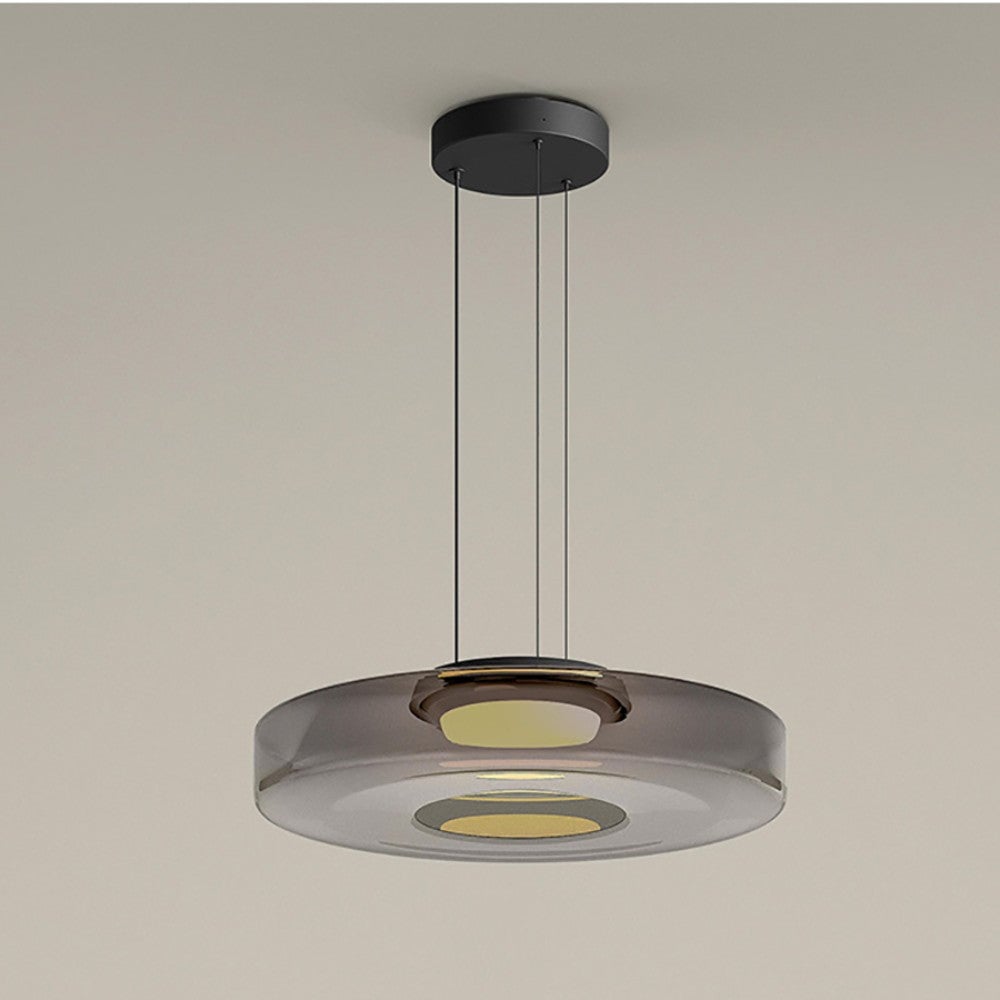 Smoke-grey single-layer glass pendant on plain background