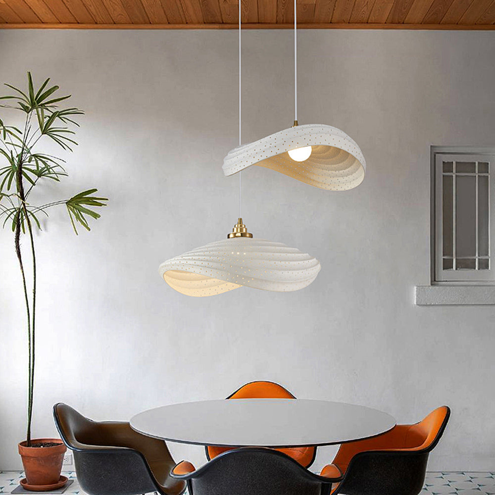 Renée Wabi-Sabi Minimalisme Ripple Pendant Light, Resin&Metal - Cueteks
