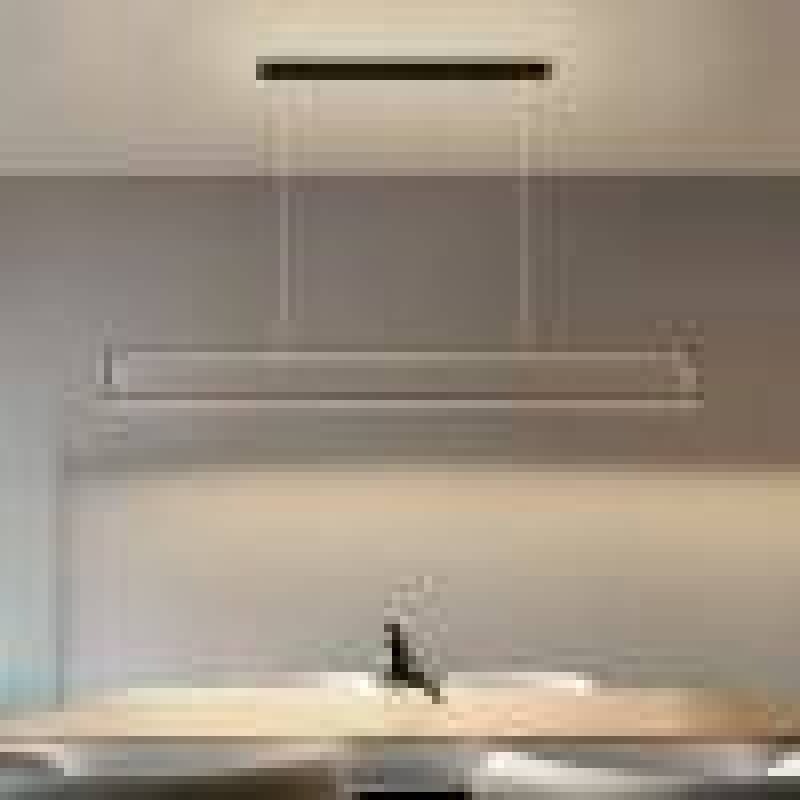 Edge rectangular pendant pictured above a kitchen counter