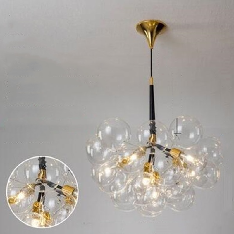 Valentina Nordic Luxury Clear Bubble Pendant Light , White/Black/Coffee - Cueteks