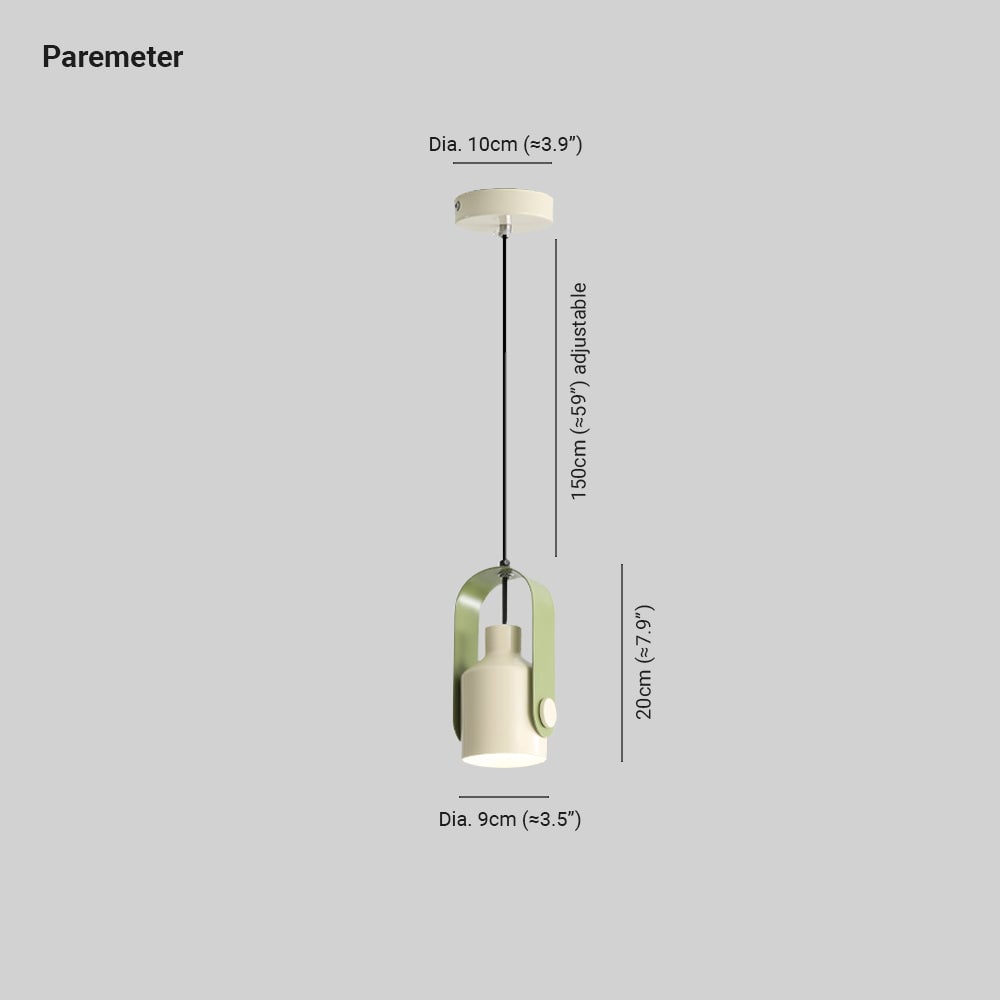 Morandi size chart with 9 cm spot, 20 cm assembly and adjustable cord