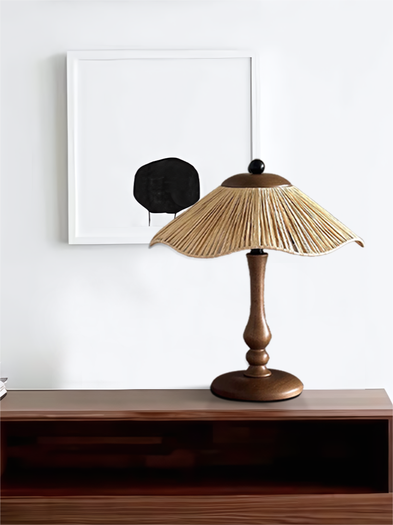 Oakley Lotus Braided Straw Table Lamp - Cueteks