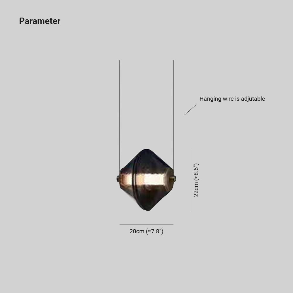 Dimension drawing of the Evette pendant and hanging cable
