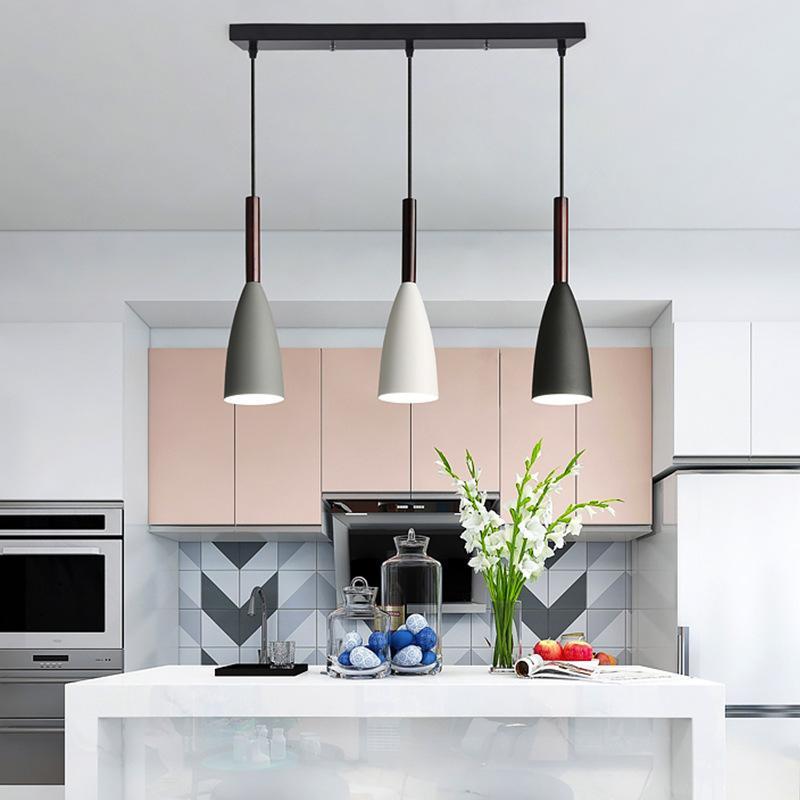 Morandi Kitchen Island Pendant Light Cluster, Wood/Metal - Cueteks