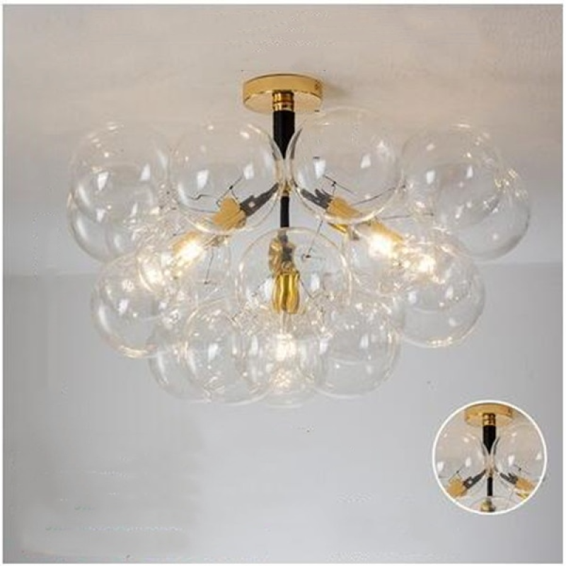 Valentina Nordic Luxury Clear Bubble Pendant Light , White/Black/Coffee - Cueteks