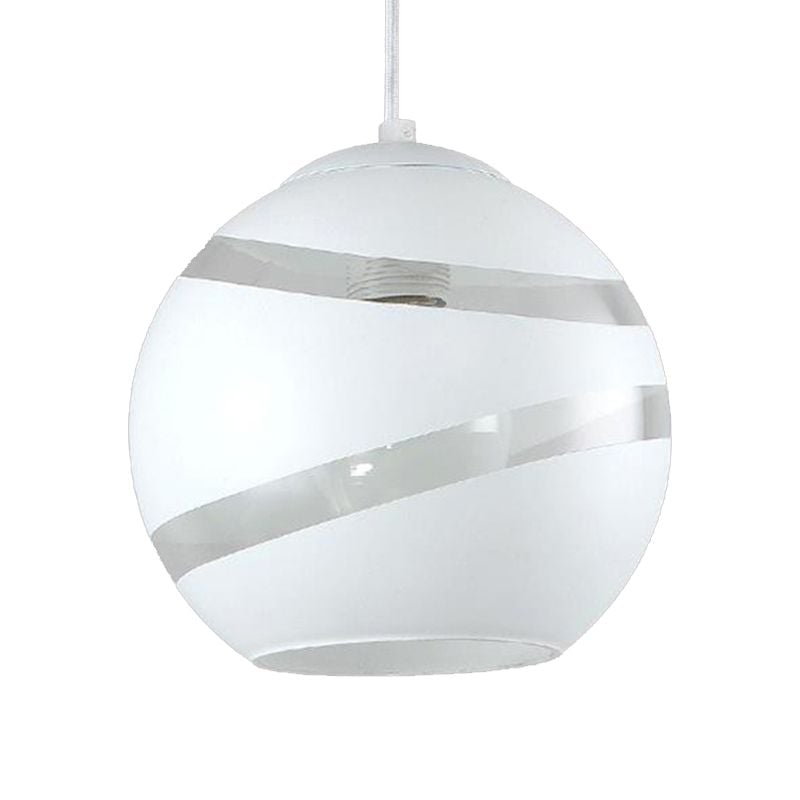 Detail of the White Valentina globe with reflective diagonal bands